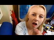 Ultra-cute lush blond does a nice blowjob in a instruct