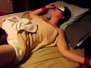 Eyes covered wife gent share while husband tapes the act