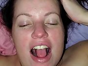 Wife takes a mouthful of jism before swallowing